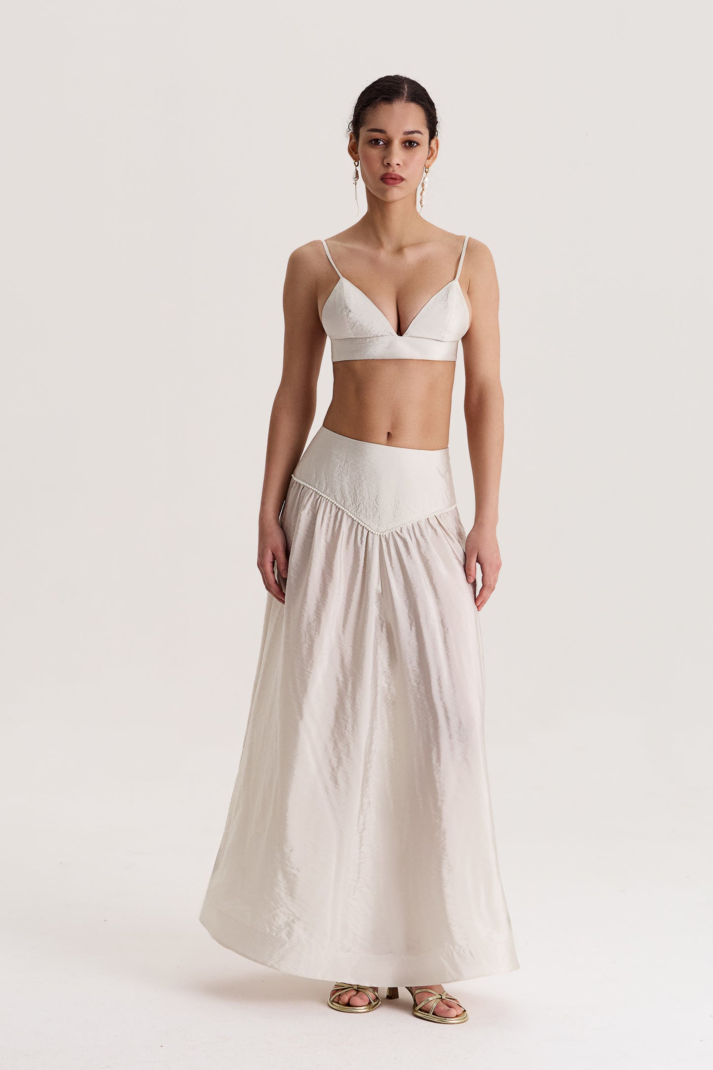 Skirt Delos maxi in Oyster-grey