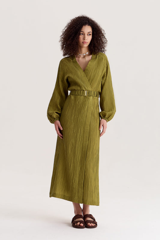Evia Wrap Dress Olive