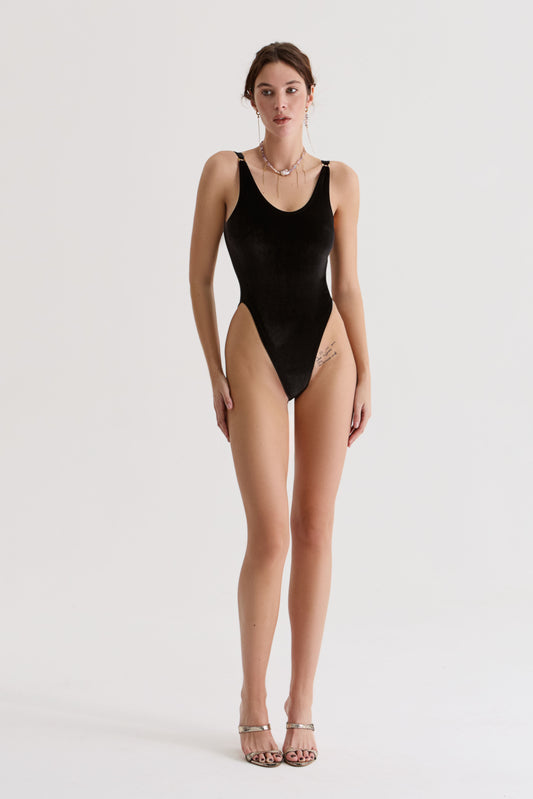 Bodysuit Éna in Black Velvet