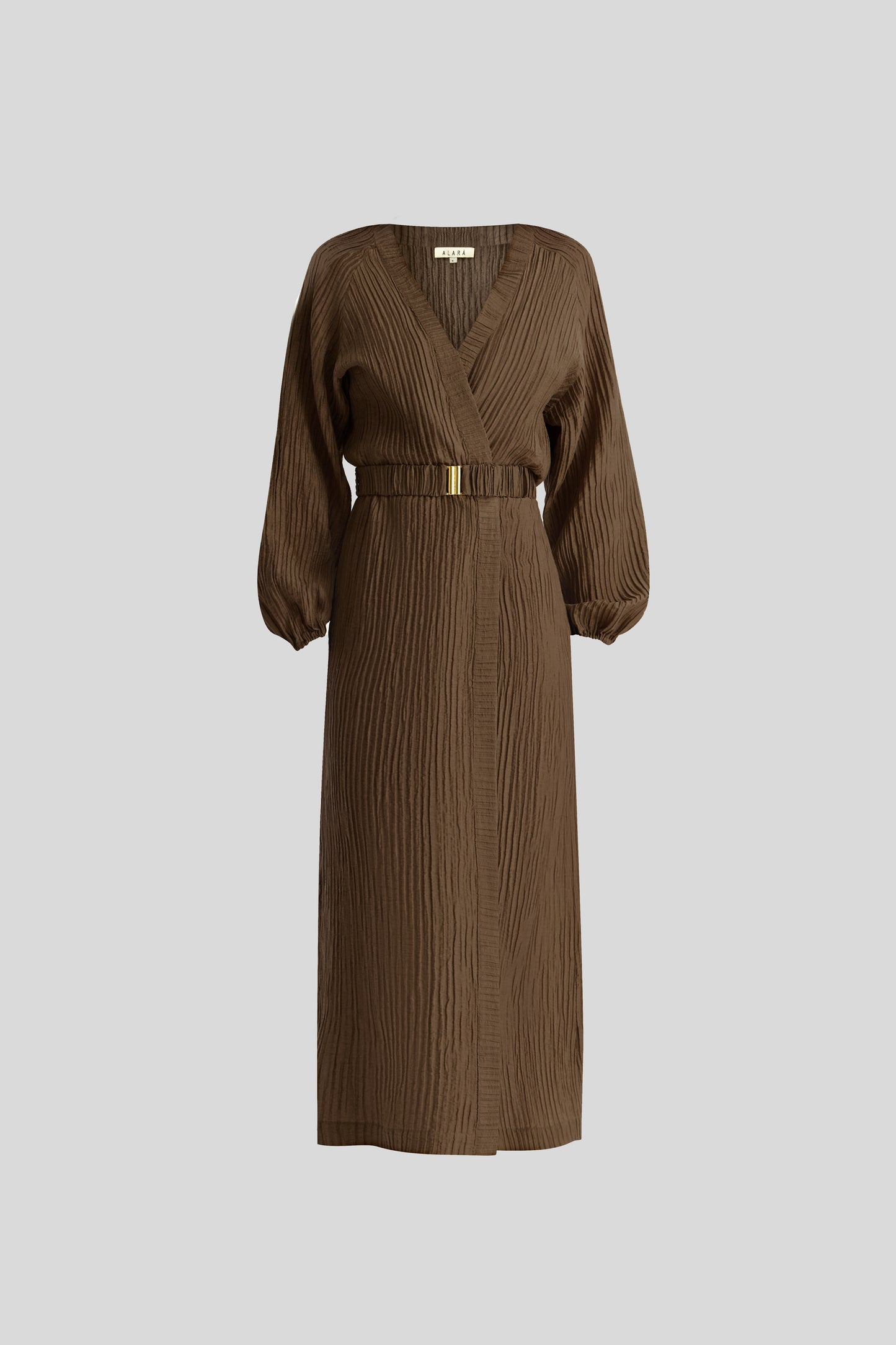 Evia Wrap Dress in Olive Umber