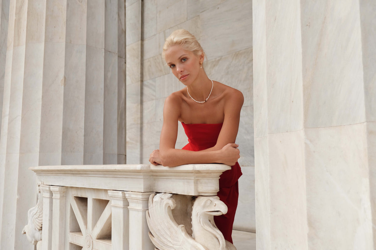 Peplum Top Delos in Scarlet Red