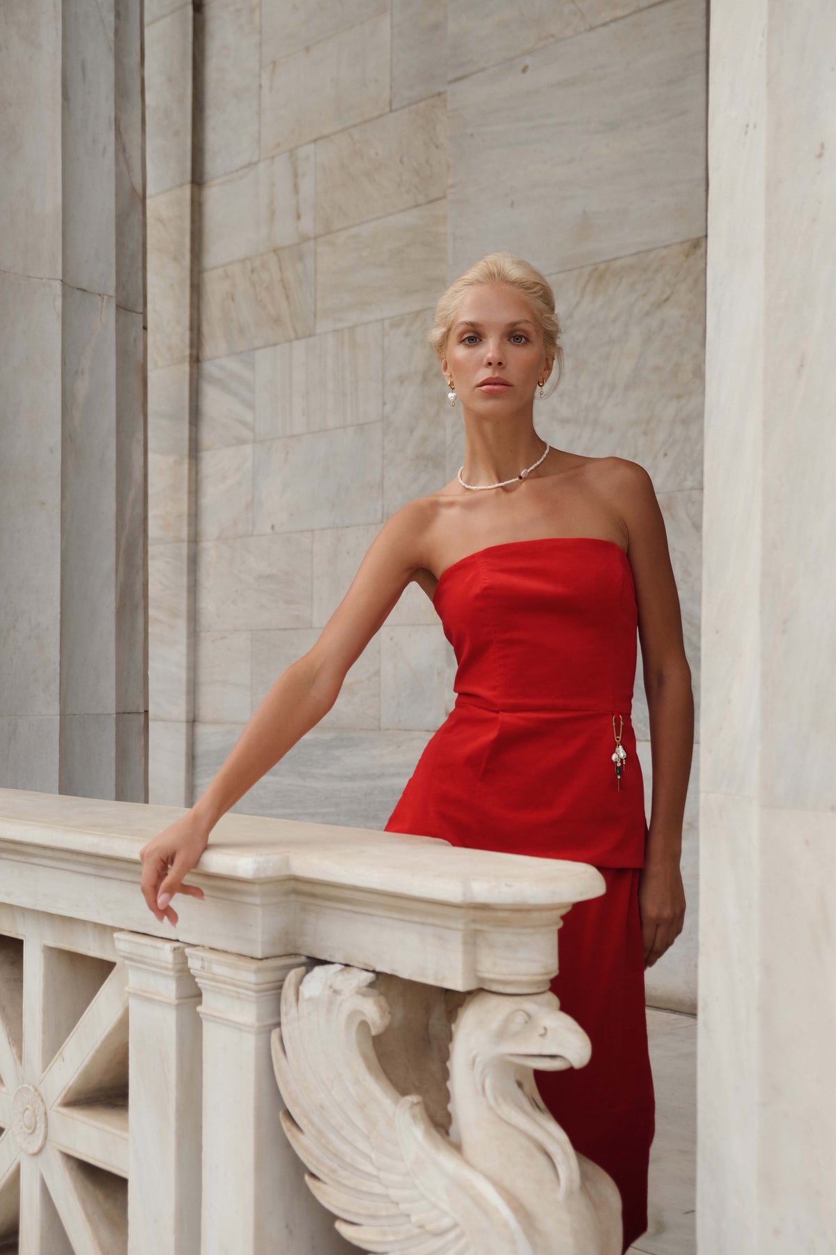 Peplum Top Delos in Scarlet Red